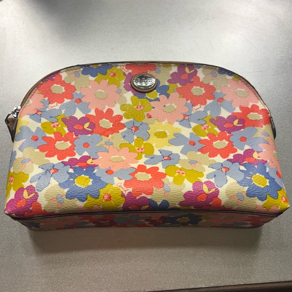 Coach floral cosmetic pouch/bag
